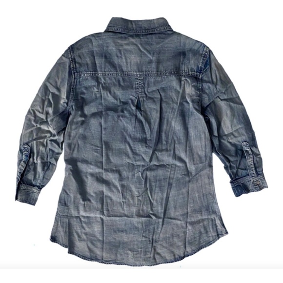 Reba Nwy Chambray Country Charm Floral Embroidered Button Down Shirt Small S - Picture 3 of 4